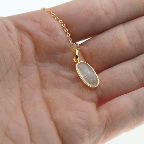 Kamień Księżycowy i srebro złocone - naszyjnik 