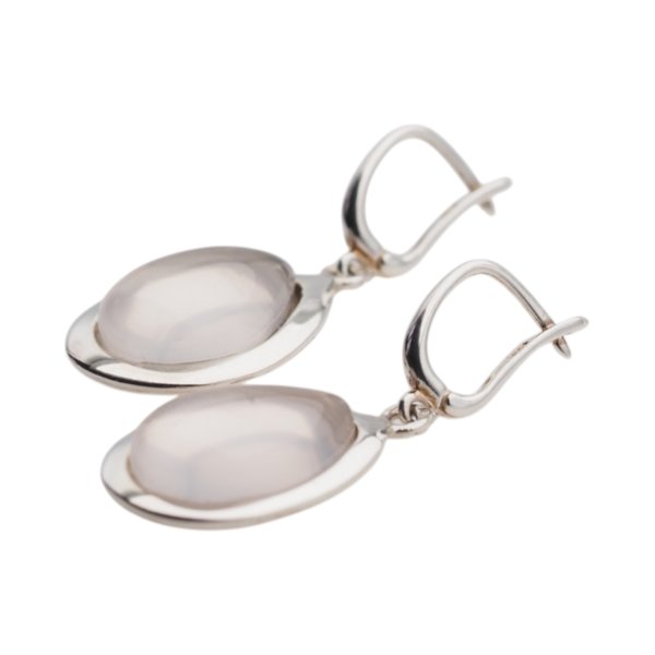 Kwarc różowy w srebrze - kolczyki łzy