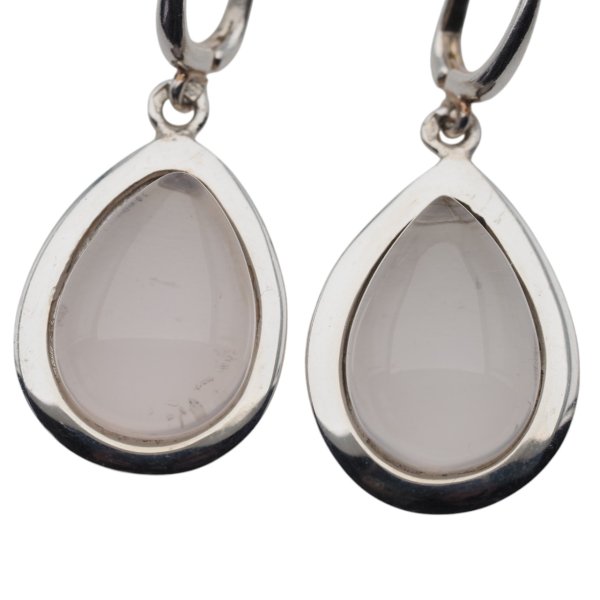 Kwarc różowy w srebrze - kolczyki łzy