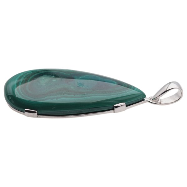 Malachit i srebro rodowane - zawieszka łza