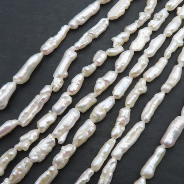 Perły Naturalne Hodowane białe patyczki nr 269 (sznur)