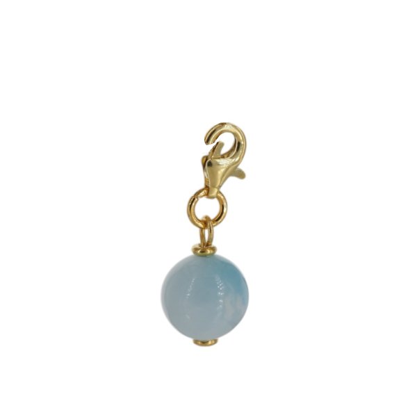 Srebro Ag złocone - zawieszka charms Larimar 10 mm 
