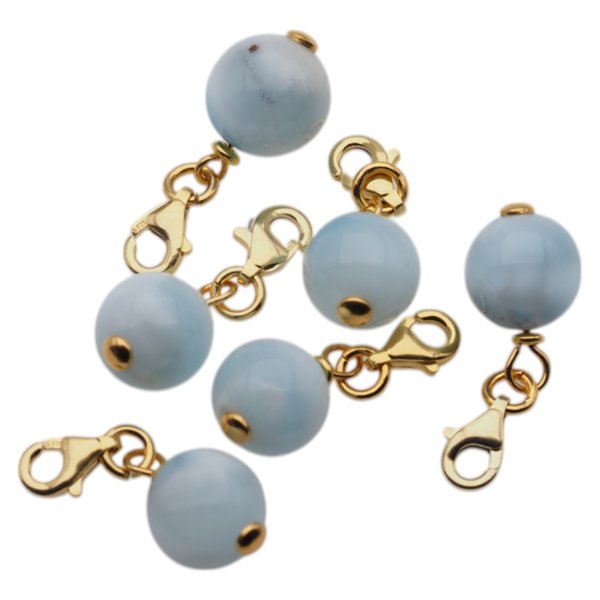 Srebro Ag złocone - zawieszka charms Larimar 10 mm 