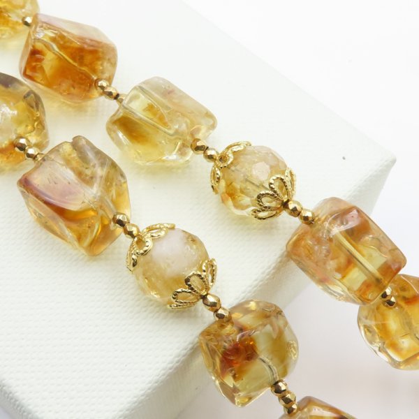 CYTRYN i Hematyt  w srebrze złoconym - naszyjnik obfitości i miłości