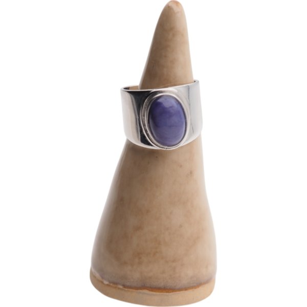 Czaroit i srebro rodowane - Sygnet owal (Rozmiar Jubilerski 19)