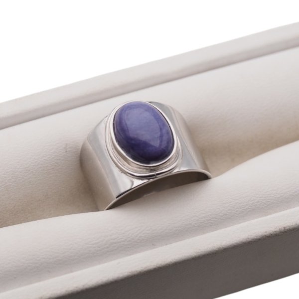 Czaroit i srebro rodowane - Sygnet owal (Rozmiar Jubilerski 19)