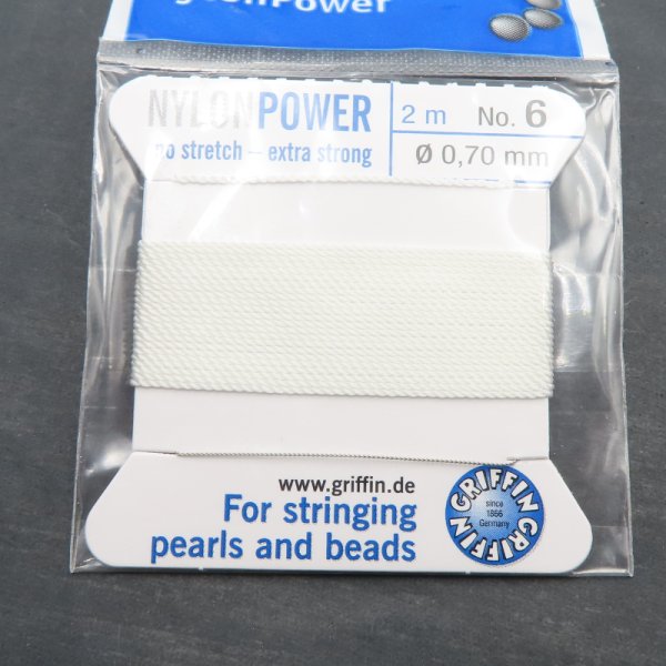 Nici Nylonowe białe z igłą - 0,7mm/2 metry