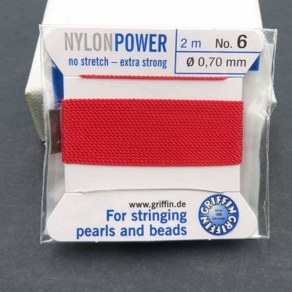 Nici Nylonowe czerwone red z igłą - 0,7mm/2 metry