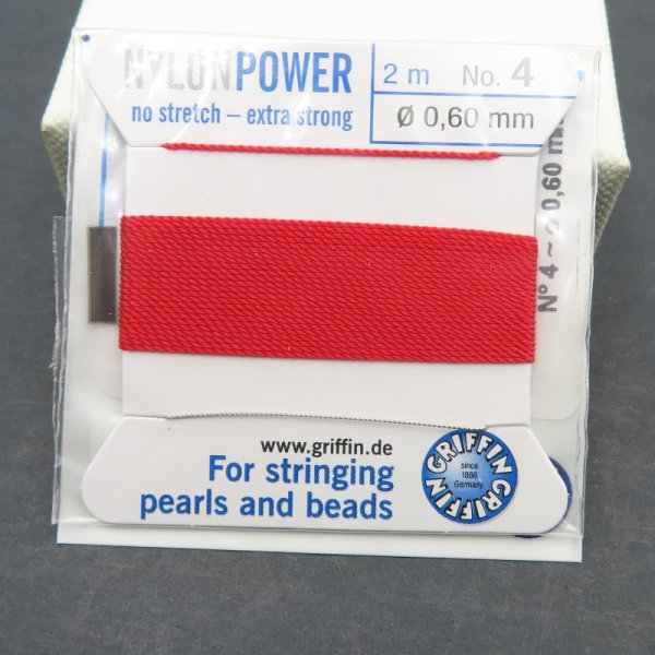 Nici Nylonowe czerwone red z igłą - 0,6mm/2 metry