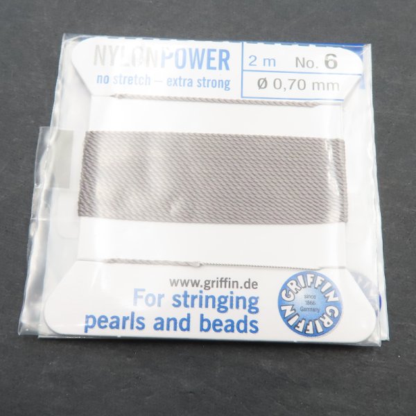Nici Nylonowe szare z igłą - 0,7mm/2 metry