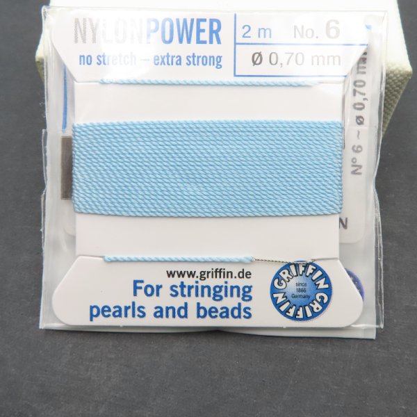 Nici Nylonowe turkusowe z igłą - 0,7mm/2 metry