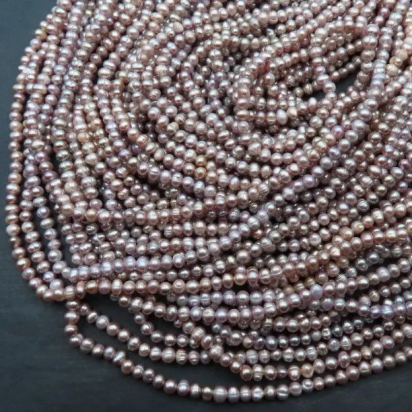 Perły Naturalne Hodowane fioletowe 3,5-4 mm nr 306 (sznur)