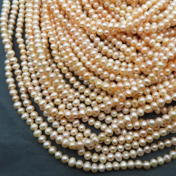 Perły Naturalne Hodowane różowe 5-6 mm nr 307(sznur)