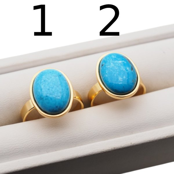 Turkus i srebro złocone - pierścionek owal (2 warianty do wyboru)