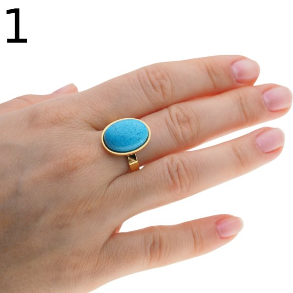 Turkus i srebro złocone - pierścionek owal (2 warianty do wyboru)