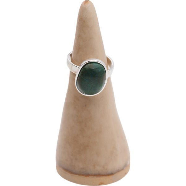 Chryzokola i srebro - pierścionek owal (Rozmiar Jubilerski 17) z regulacją