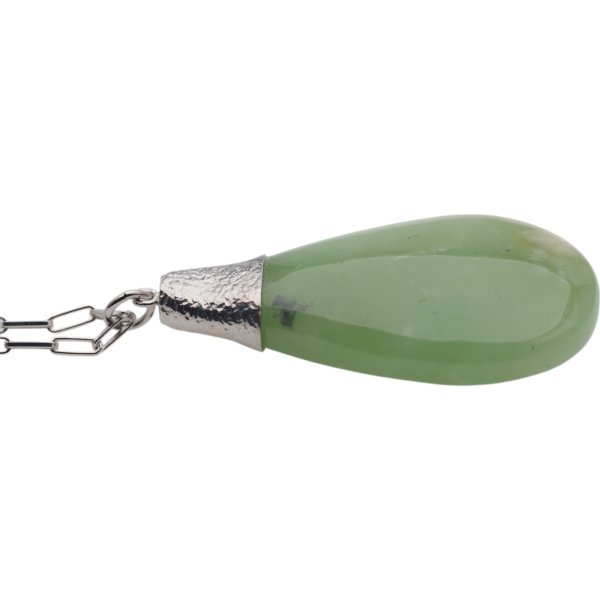 Chryzopraz i srebro rodowane - naszyjnik na łańcuszku