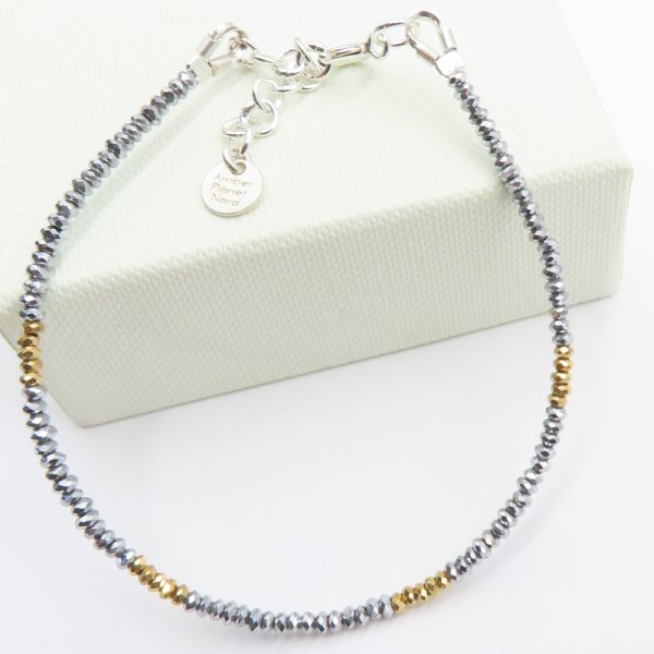 Hematyt i srebro - bransoletka