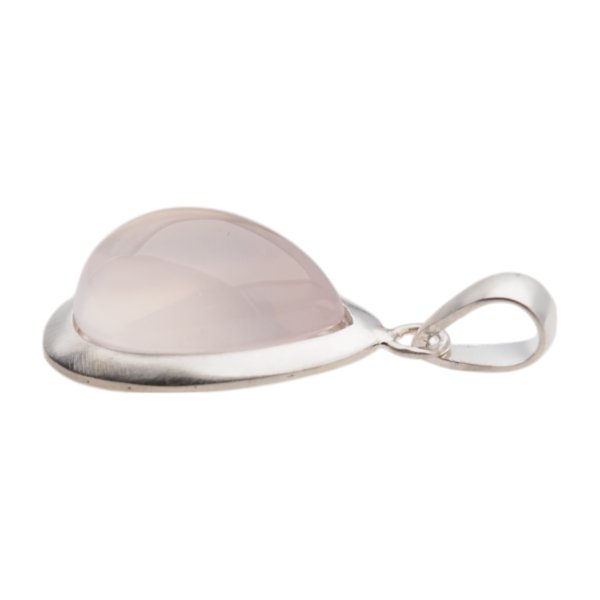 Kwarc różowy w srebrze satynowanym - zawieszka łza