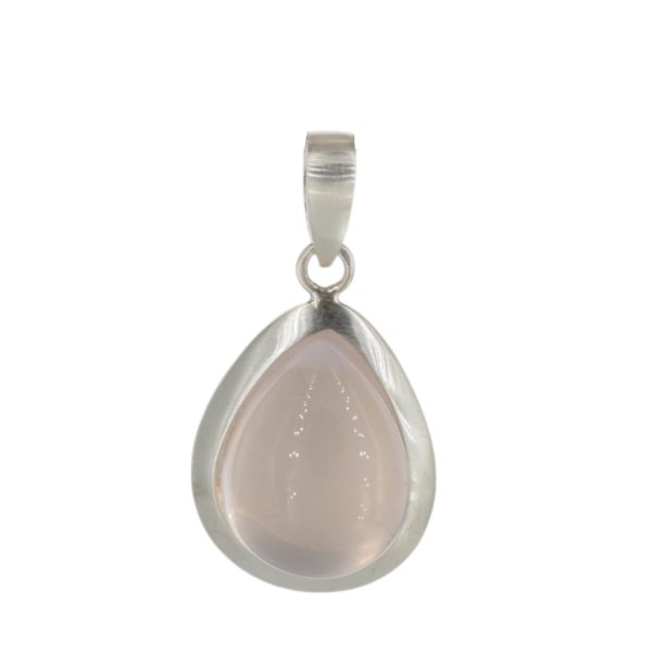 Kwarc różowy w srebrze satynowanym - zawieszka łza
