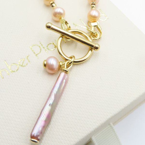 Mix Pereł Naturalnych, Hematy i srebro złocone - naszyjnik 45cm