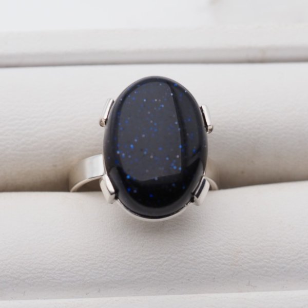 Noc Kairu i srebro - pierścionek owal (Rozmiar Jubilerski 19) z regulacją