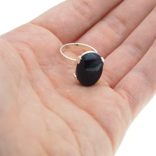 Noc Kairu i srebro - pierścionek owal (Rozmiar Jubilerski 19) z regulacją