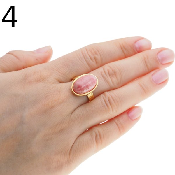 Rodochrozyt i srebro złocone (podwójnie) - pierścionek owal z regulacją (różne rozmiary)