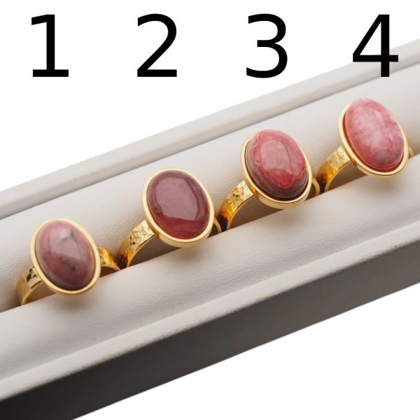 Rodochrozyt i srebro złocone (podwójnie) - pierścionek owal z regulacją (różne rozmiary)