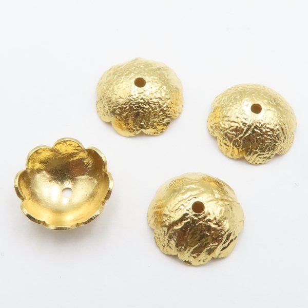 Srebro Złocone Ag - czapeczka młotkowana ozdobna 10mm  