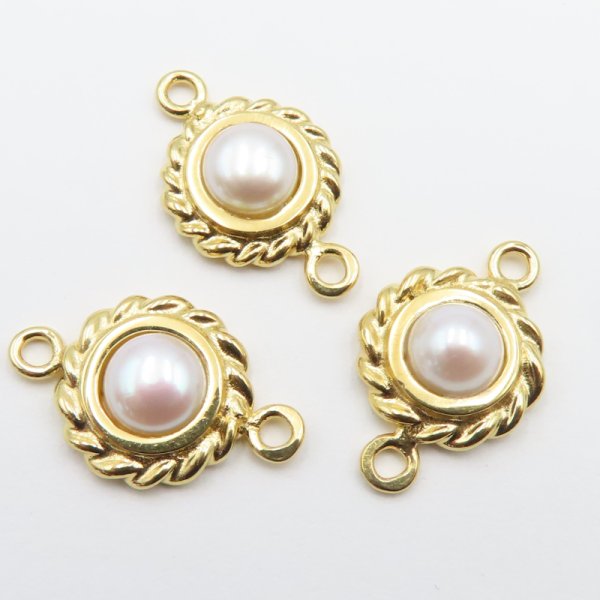 Srebro Złocone Ag  - łącznik z perłą 17,5x11 mm