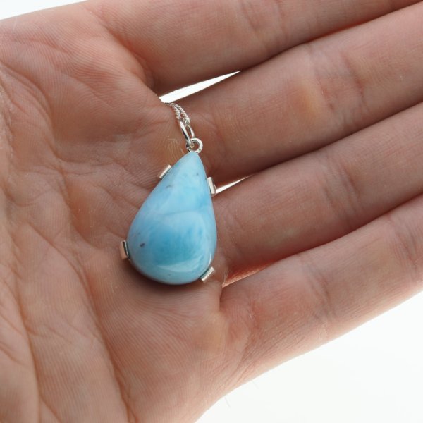 LARIMAR i srebro - naszyjnik na łańcuszku