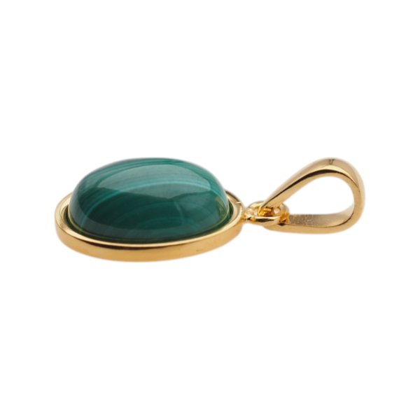 Malachit i srebro złocone - zawieszka owal