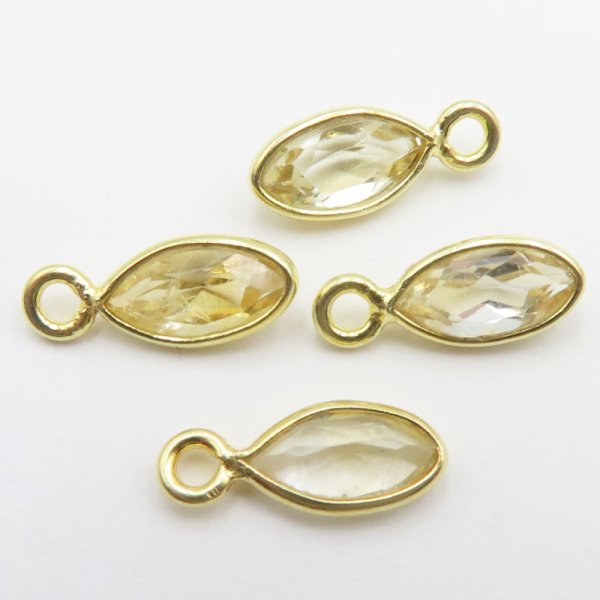 Srebro Złocone Ag - cytryn w okuciu 8x4mm