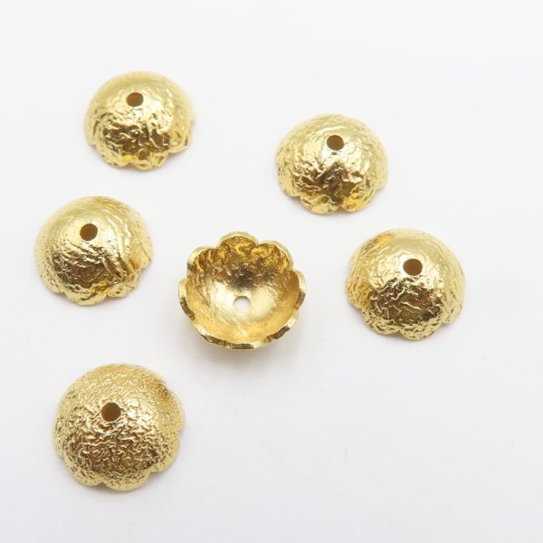 Srebro Złocone Ag - czapeczka młotkowana ozdobna 8,7mm  