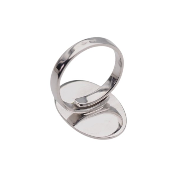 Kyanit owalny w srebrze rodowanym - pierścionek (Rozmiar Jubilerski 14) z regulacją