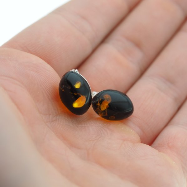 Bursztyn i srebro - kolczyki
