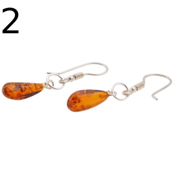 Bursztyn koniakowy i srebro - kolczyki łezka (para)