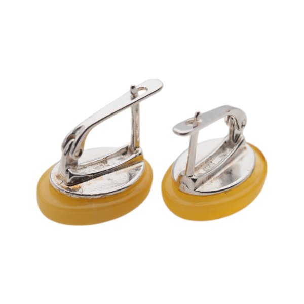 Bursztyn mleczny i srebro - kolczyki