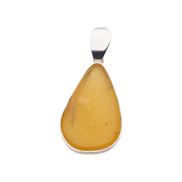 Mleczny Bursztyn i srebro - zawieszka łza
