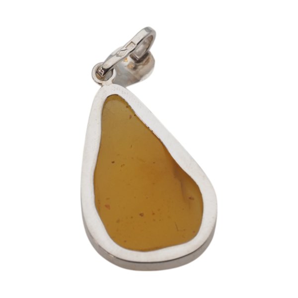 Mleczny Bursztyn i srebro - zawieszka łza