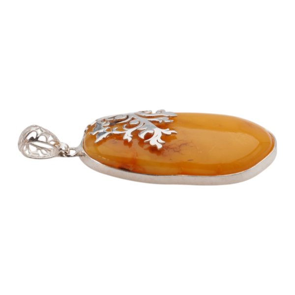 Mleczny Bursztyn i srebro - zawieszka