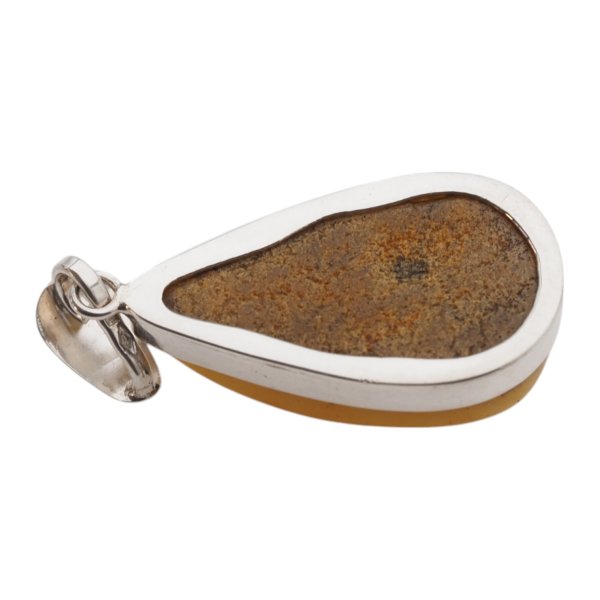 Mleczny Bursztyn i srebro - zawieszka łza