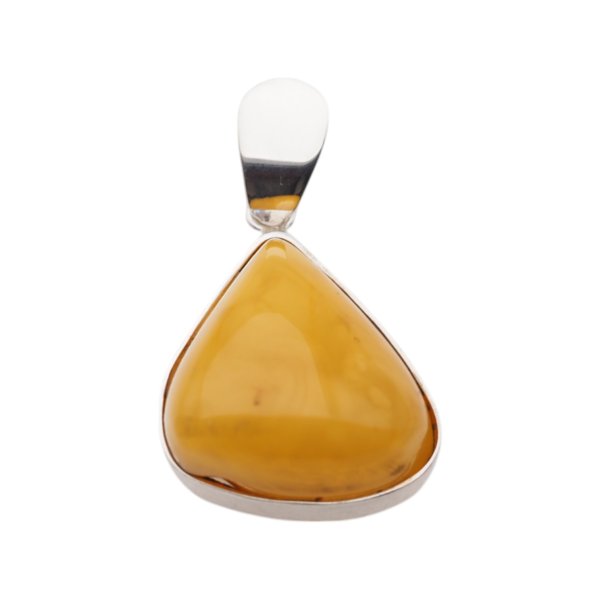 Mleczny Bursztyn i srebro - zawieszka trójkąt