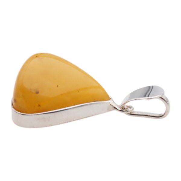 Mleczny Bursztyn i srebro - zawieszka trójkąt