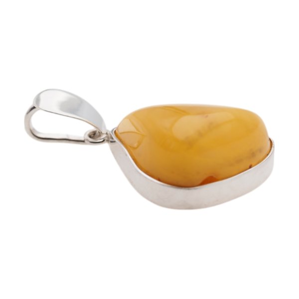 Mleczny Bursztyn i srebro - zawieszka trójkąt