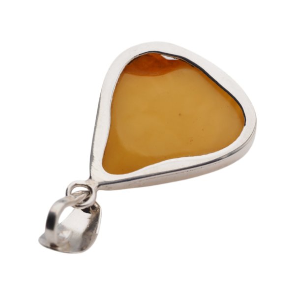 Mleczny Bursztyn i srebro - zawieszka trójkąt
