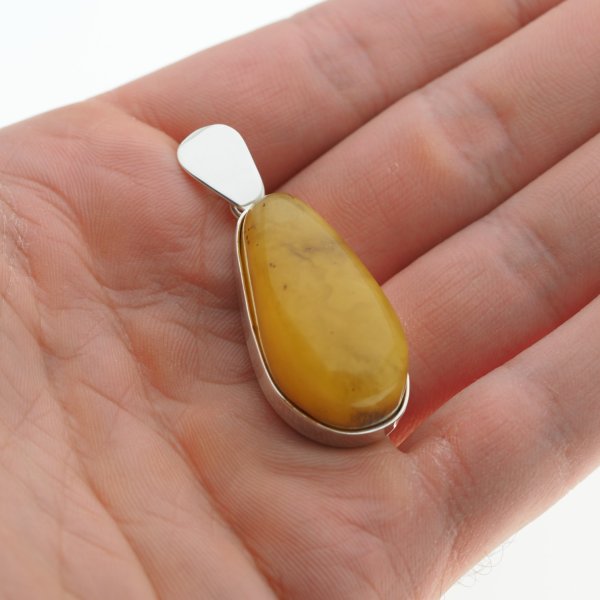 Mleczny Bursztyn i srebro - zawieszka