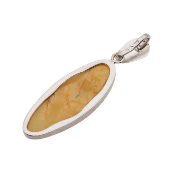 Mleczny Bursztyn i srebro - zawieszka