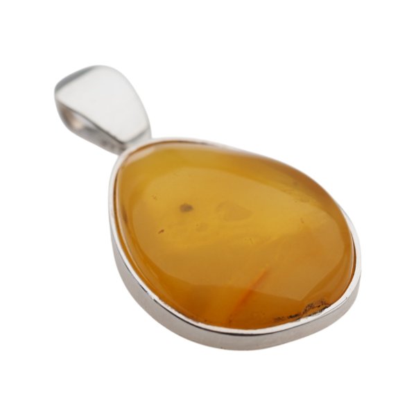 Bursztyn mleczno-przezroczysty i srebro - zawieszka łza